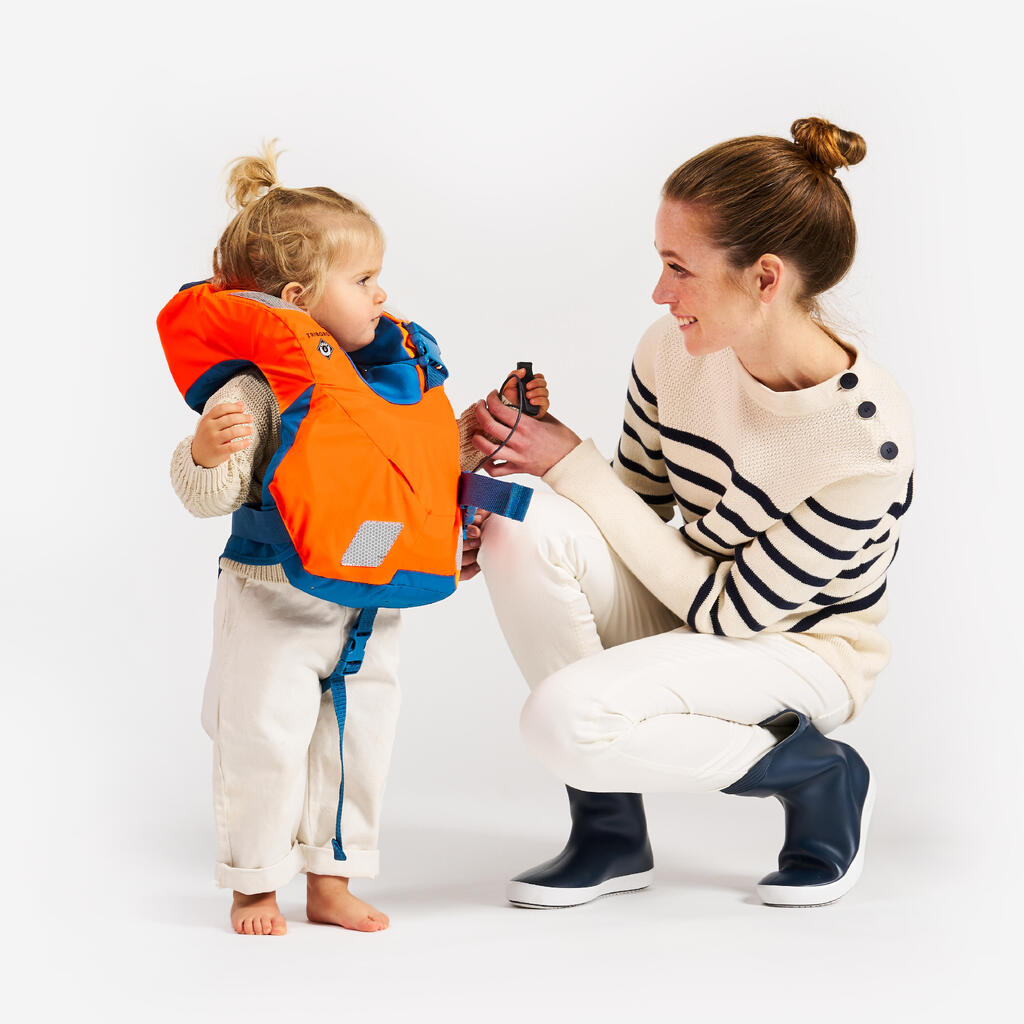 LJ100N easy baby life jacket for babies and infants 10-15 kg orange blue